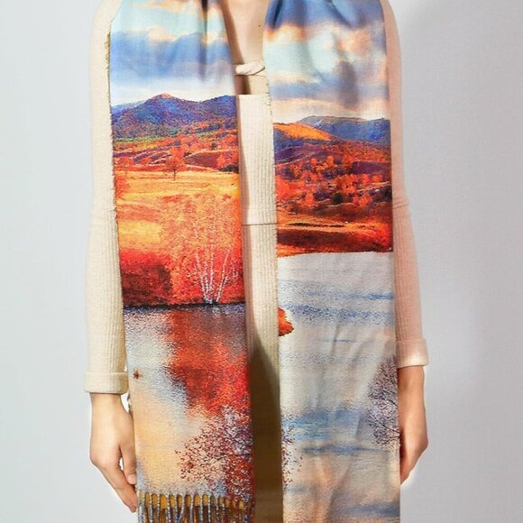 Fashion Painting Scarf for Women Long Shawl Large Warm Scarves Cashmere Feel Ret - Picture 4 of 5
